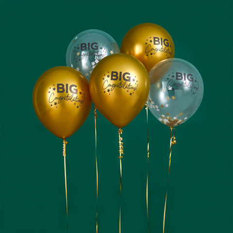 Big Congratulations Latex 12" Balloons 5 pack