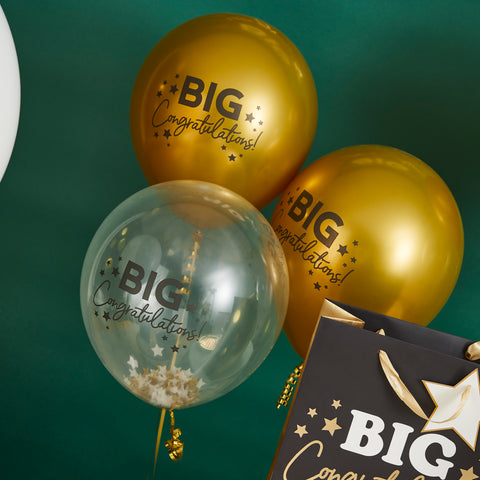 Big Congratulations Latex 12" Balloons 5 pack