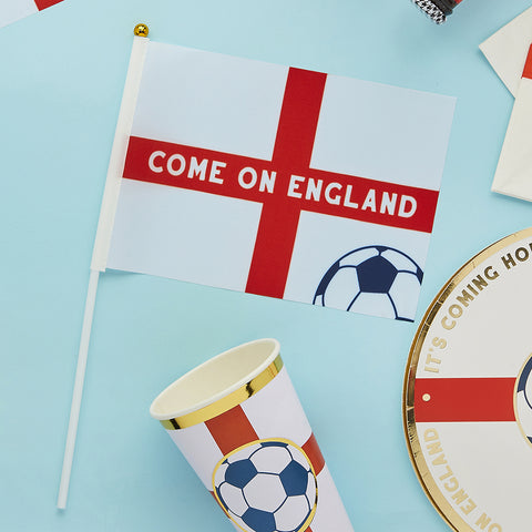 Come on England Polyester Small Waving Flags 6 Pack