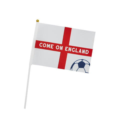Come on England Polyester Small Waving Flags 6 Pack