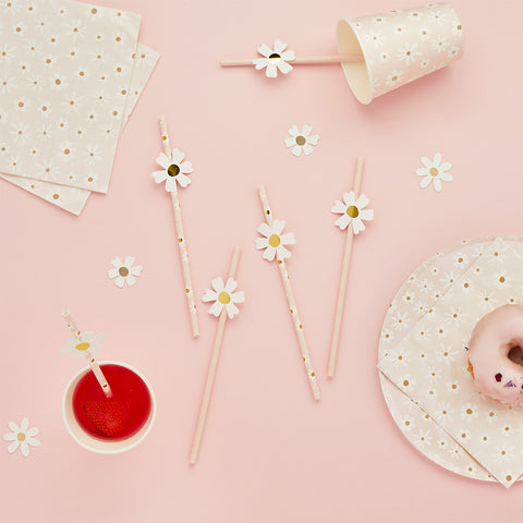 Daisy Paper Straws 16 Pack