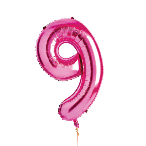 Hot Pink Number '9' Foil Balloon 34"