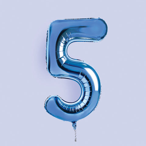 Blue Number '5' Foil Balloon 34"