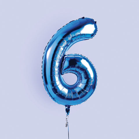 Blue Number '6' Foil Balloon 34"