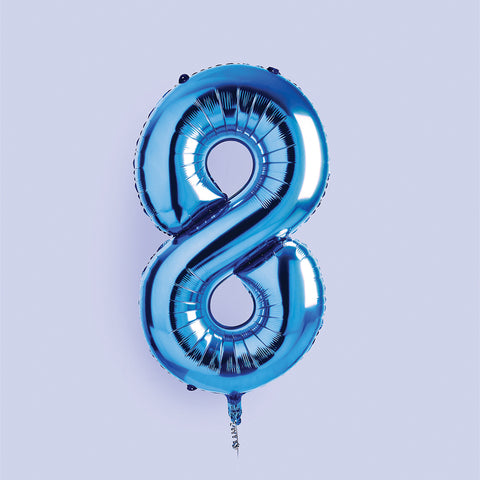 Blue Number '8' Foil Balloon 34"