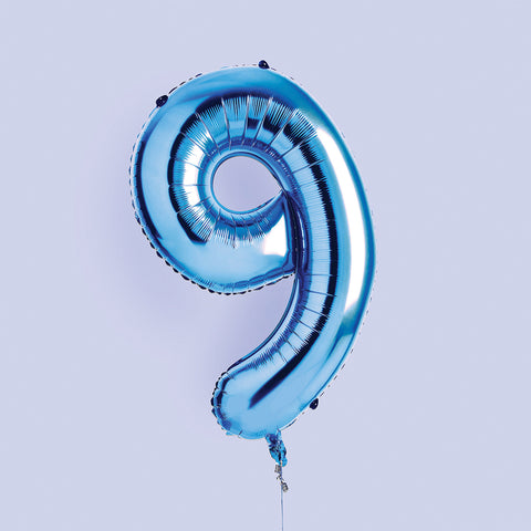 Blue Number '9' Foil Balloon 34"