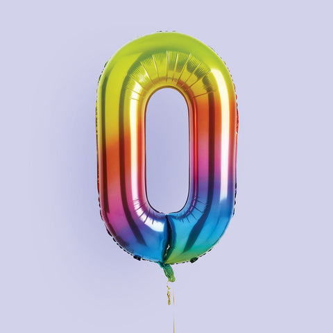 Rainbow Number '0' Foil Balloon 34"
