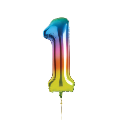 Rainbow Number '1' Foil Balloon 34"
