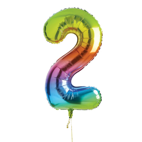 Rainbow Number '2' Foil Balloon 34"