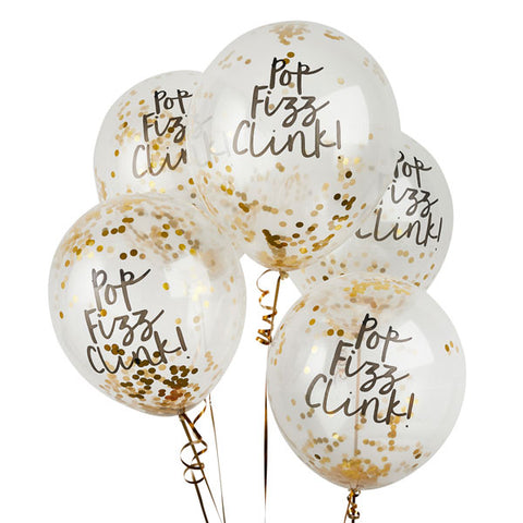5 'Pop Fizz Clink' Confetti Balloons