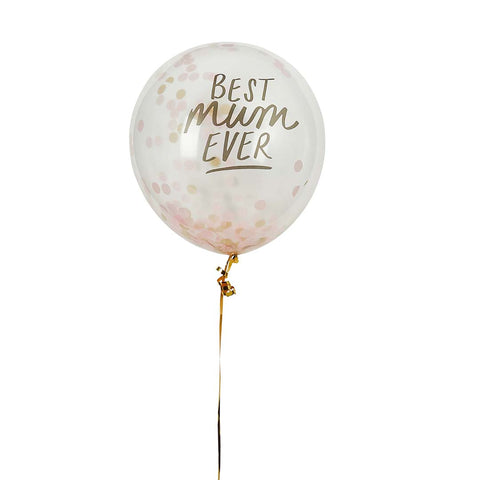 5 Best Mum Ever Confetti Filled 12" Latex Balloons