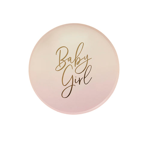 'Pink 'Baby Girl' Paper Plates 8 Pack