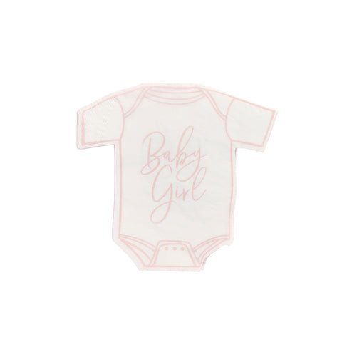 Pink 'Baby Girl' Babygrow Paper Napkins 16 Pack
