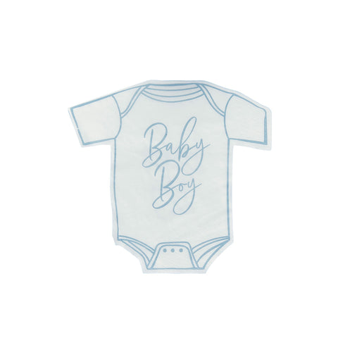 Blue 'Baby Boy' Babygrow Paper Napkins 16 Pack