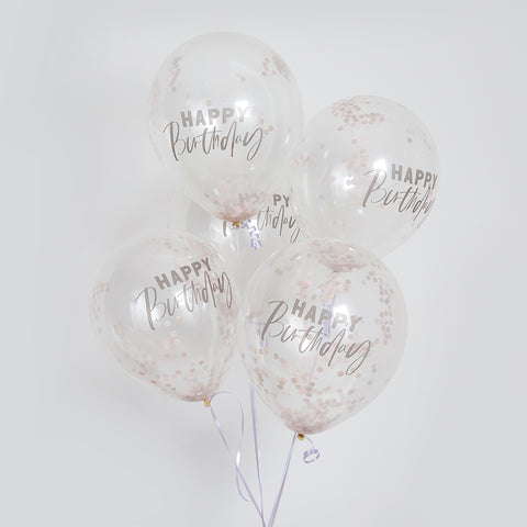 5 'Happy Birthday' Confetti Balloons