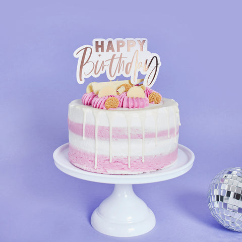Happy Birthday Rose Gold Cake Topper