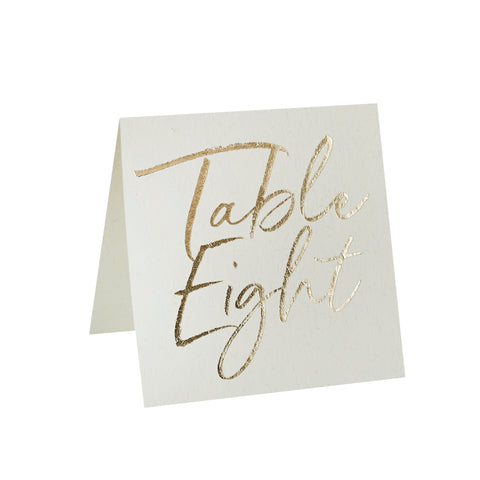 12 Gold Foiled Table Numbers