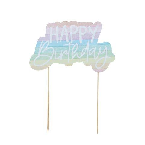 1 Eco Rainbow 'Happy Birthday' Paper Cake Topper
