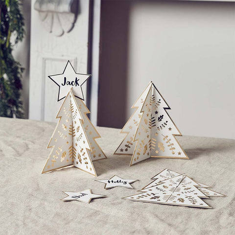 Gold Christmas Tree Table Place Cards 10 Pack