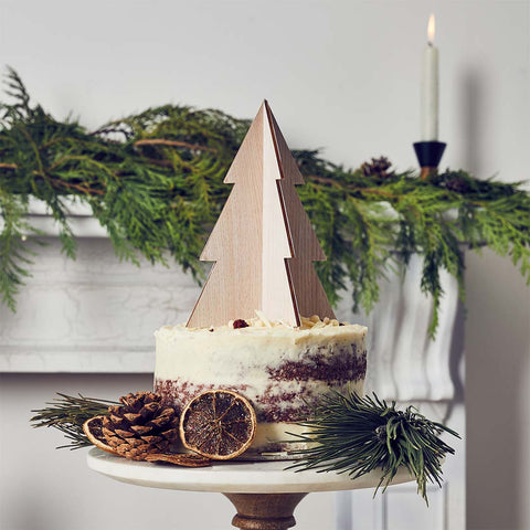Christmas Tree Wooden Cake Topper 1 Pack
