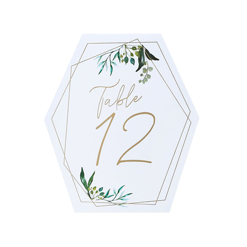 12 Geometric Gold Table Numbers