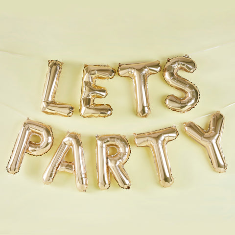 Gold 'Lets Party' Foil 16" Balloon Garland