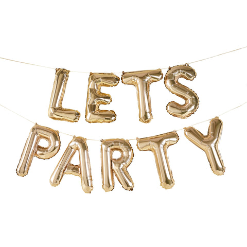 Gold 'Lets Party' Foil 16" Balloon Garland
