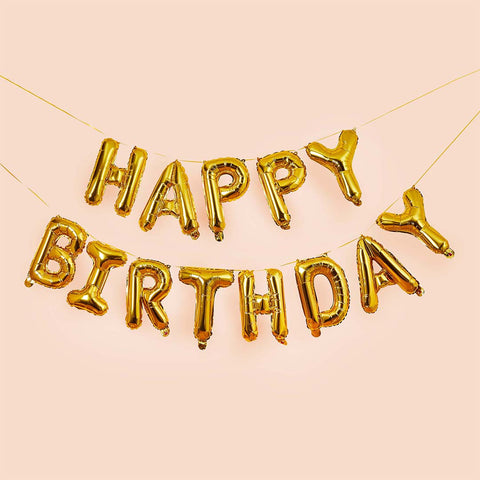 Gold 'Happy Birthday' 16" Balloon Garland