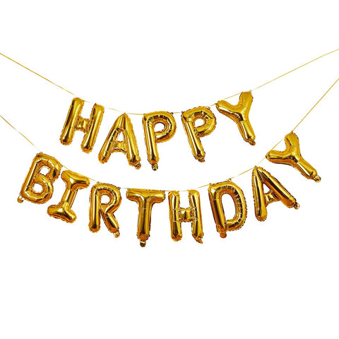 Gold 'Happy Birthday' 16" Balloon Garland