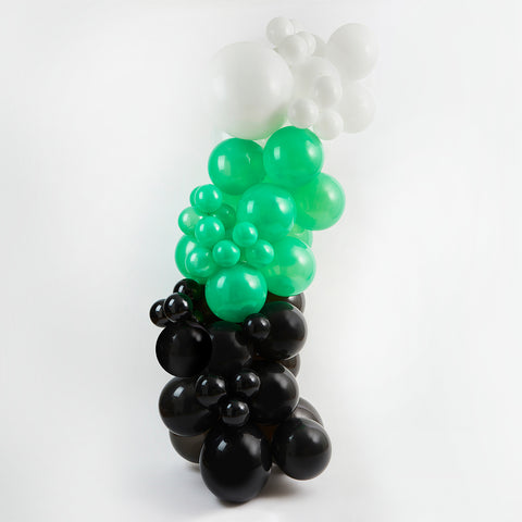 Green, Black and White Balloon Arch 63 Pack