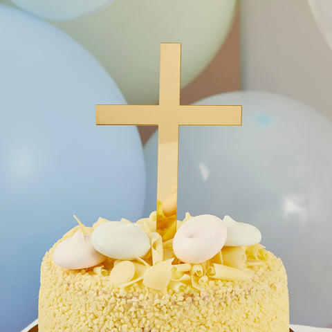 Gold Cross Acrylic Cake Topper
