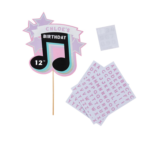 Personalised Musical Note Cake Topper With 3 Sticker Sheets