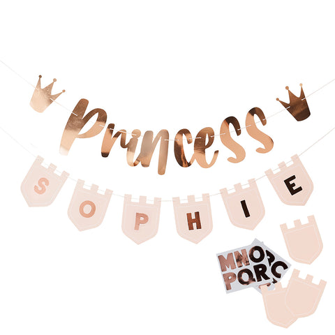 Princess Banner with Personalised Flags x2 2M & 15 Sticker Sheets