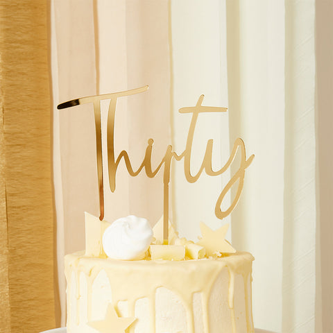 Gold 'Thirty' Acrylic Cake Topper