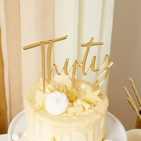 Gold 'Thirty' Acrylic Cake Topper