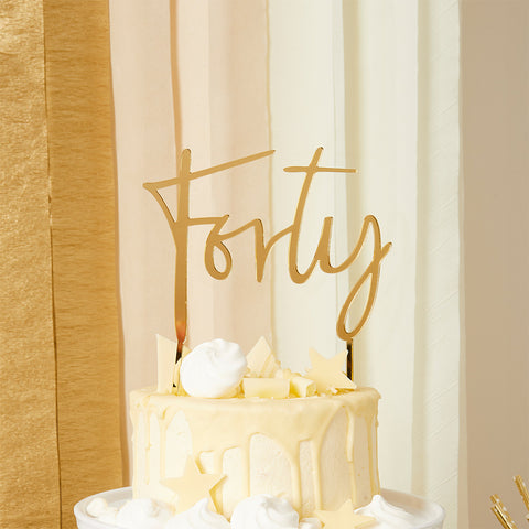 Gold 'Forty' Acrylic Cake Topper