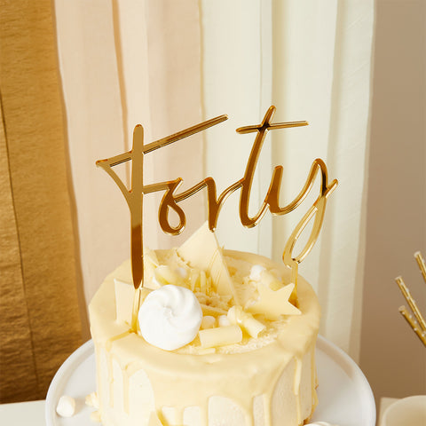 Gold 'Forty' Acrylic Cake Topper