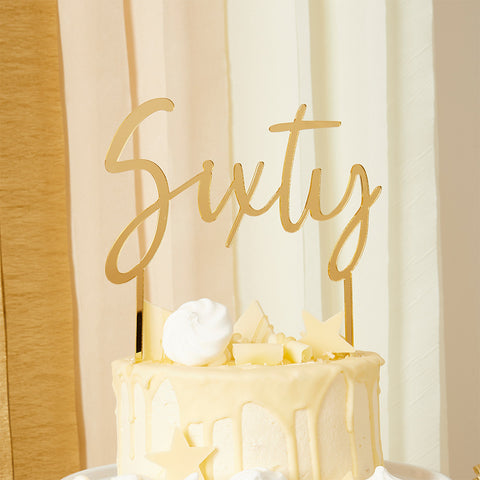 Gold 'Sixty' Acrylic Cake Topper