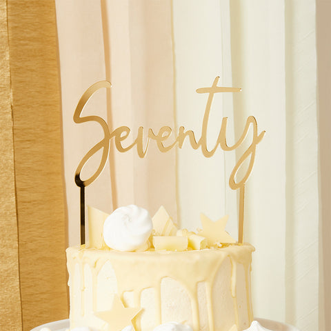 Gold 'Seventy' Acrylic Cake Topper