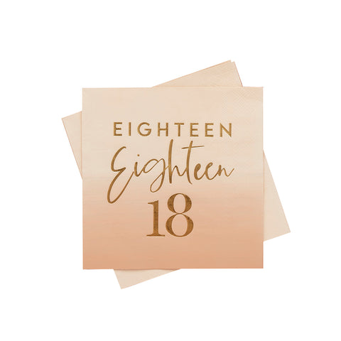 18 'Eighteen' Paper Napkins 16 Packs