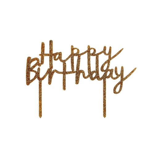 Gold Glitter Acrylic Happy Birthday Cake Topper