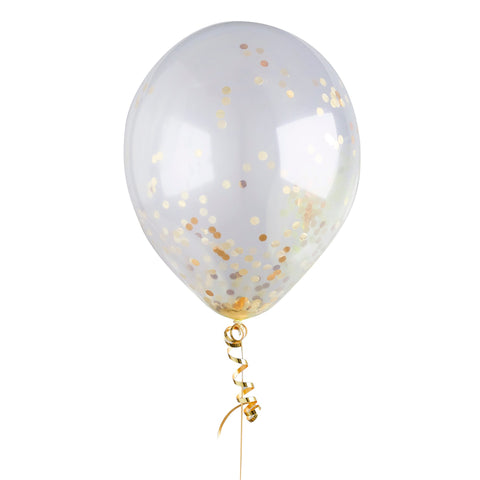 5 Gold Confetti Balloons