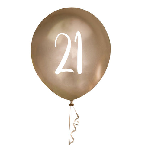 5 Gold Number 21 Balloons