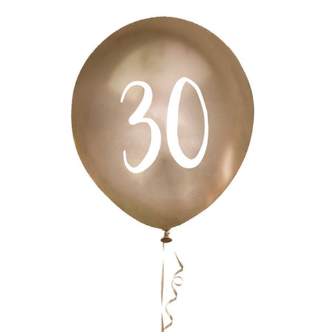 5 Gold Number 30 Balloons