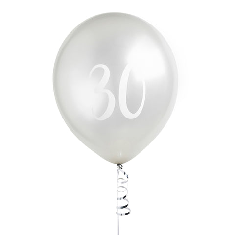 5 Silver Number 30 Balloons