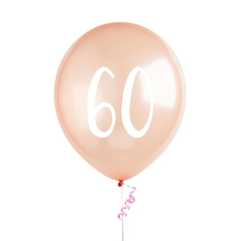 5 Rose Gold Number 60 Balloons