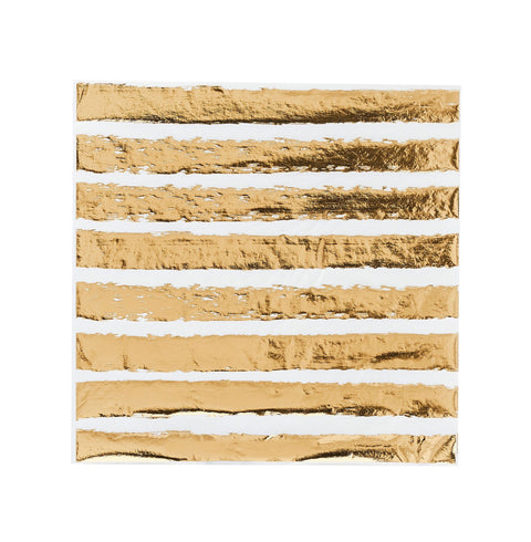 16 Gold Striped Paper Napkins