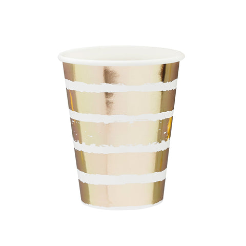 8 Gold Striped Paper Cups