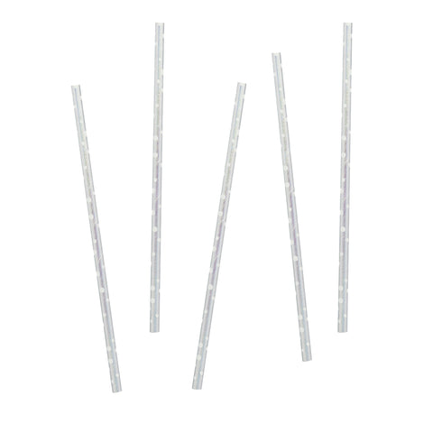 20 Iridescent Dot Paper Straws