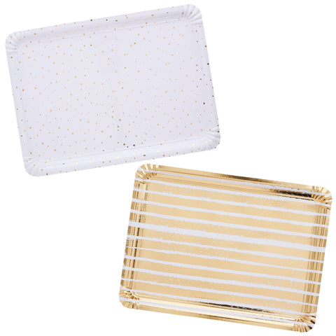 4 Gold Striped & Spotted Paper Trays
